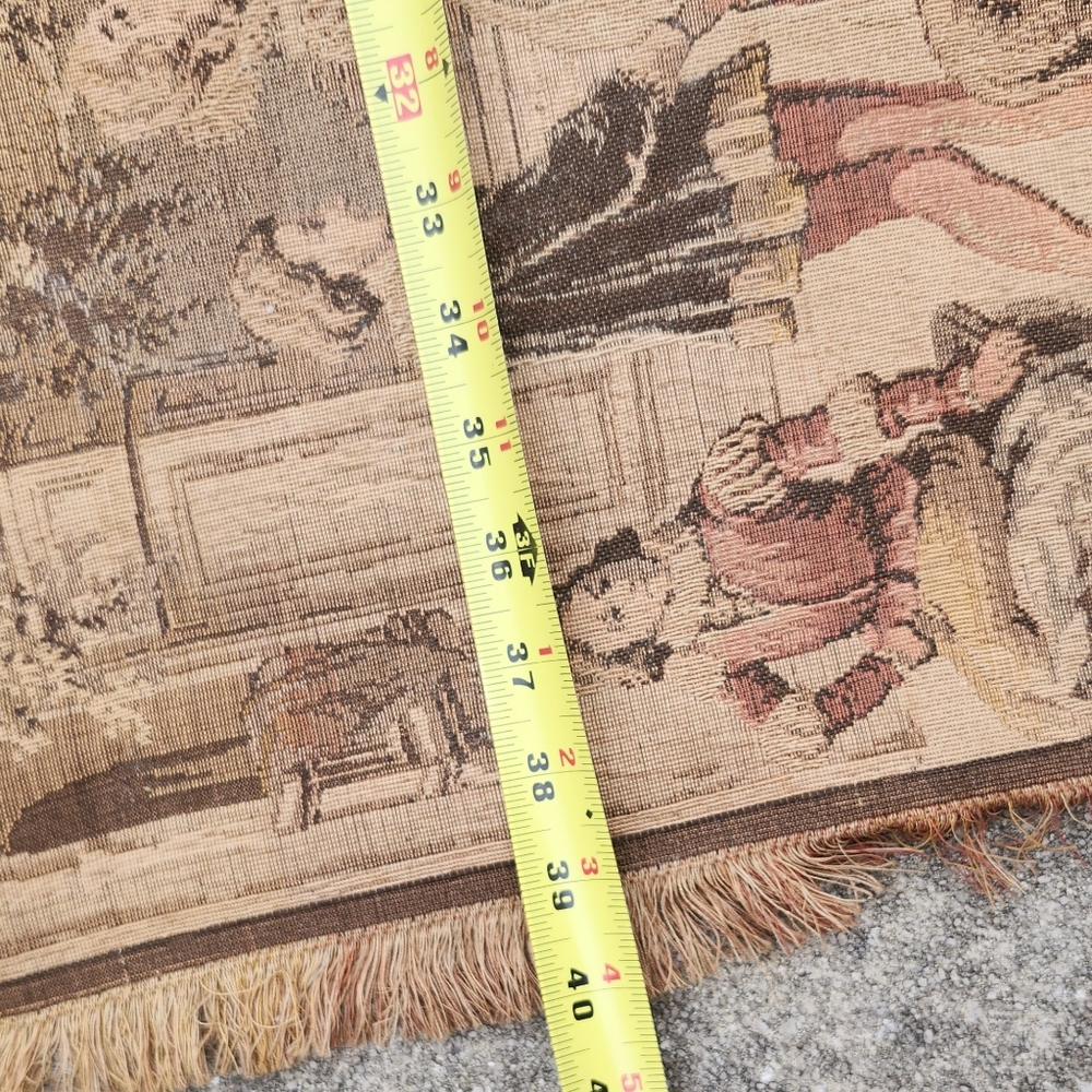 Vintage Antique Woven Tapestry Wall Hanging French 19 X 40 Made In Belgium - Picture 6 of 12